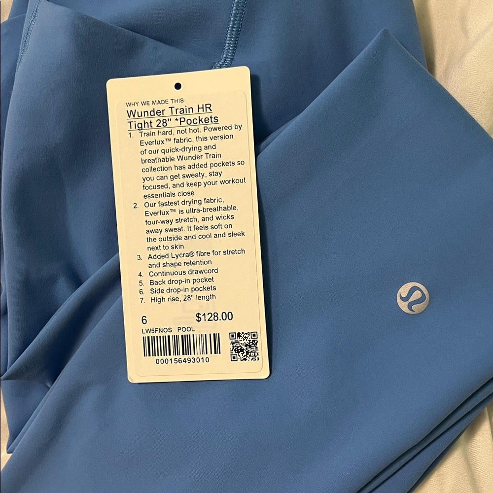 New Blue Wunder Train HR Tight 28” with Pockets Size 6, Color:  Pool